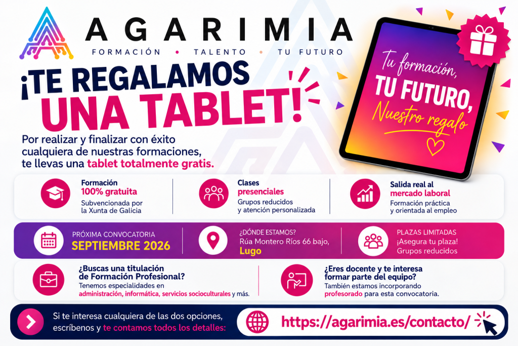 Te regalamos una tablet por finalizar tu formación en AgarimIA